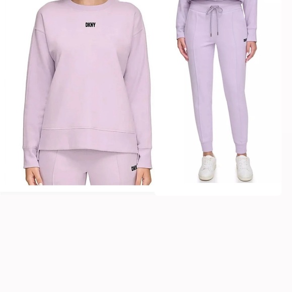 DKNY NWT fleece jogger and crew neck sweatshirt.soft and comfy color LVD size XL - Picture 1 of 7
